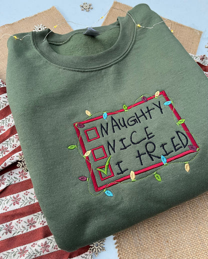 Naughty, Nice, I Tried Sweater